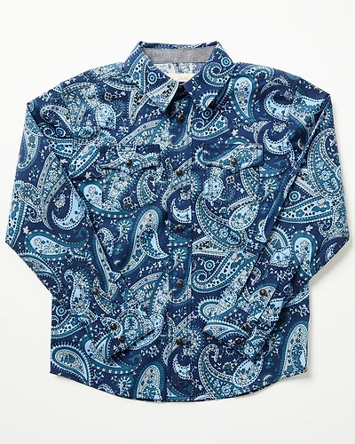 Cody James Toddler Boys' Westward Paisley Print Long Sleeve Snap Western Shirt