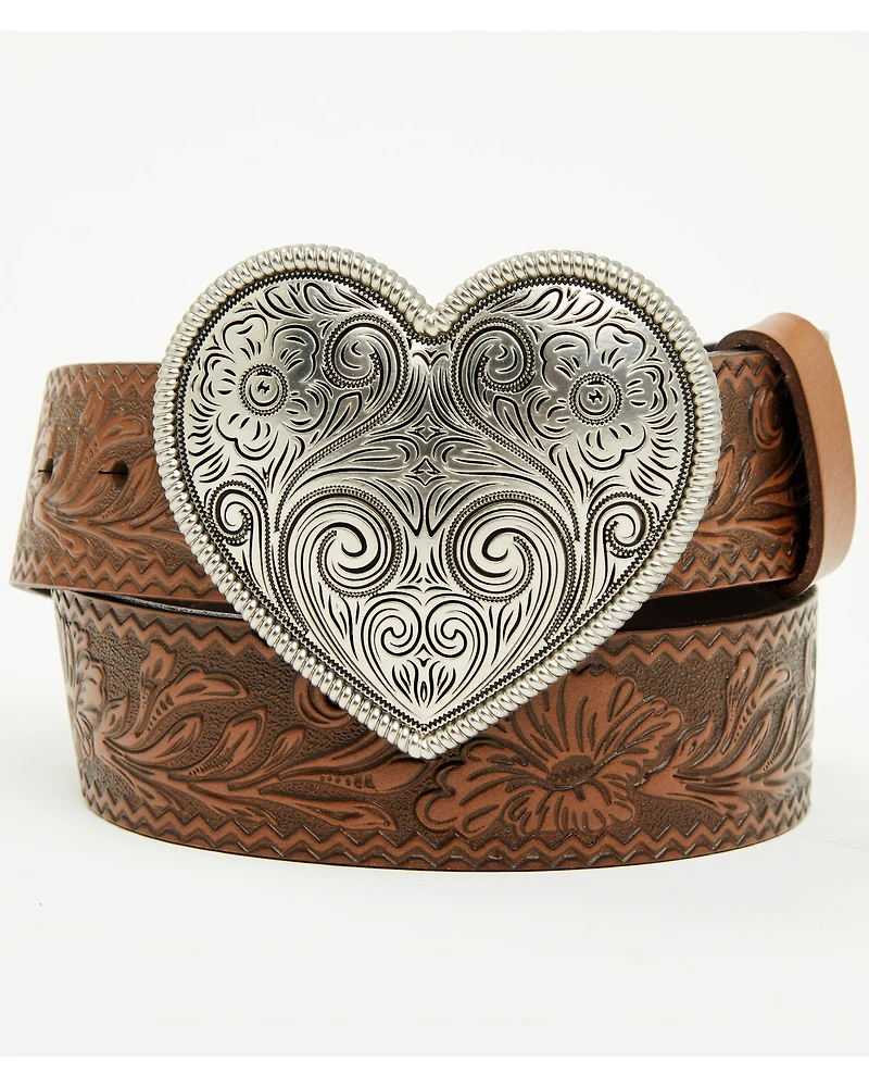 Shyanne Women's Valentina Embossed Heart Buckle Belt