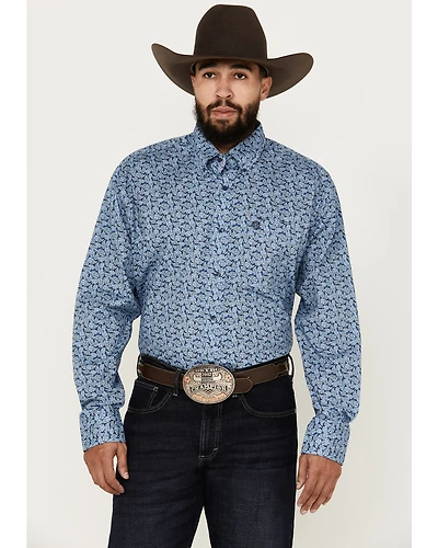 George Strait by Wrangler Men's Paisley Print Long Sleeve Button-Down Western Shirt