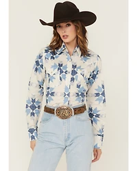 Cowboygirl by Jenna Paulette Women's Patchwork Print Long Sleeve Pearl Snap Western Shirt