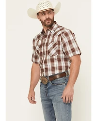 Ely Walker Men's Plaid Print Short Sleeve Snap Western Shirt