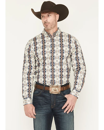 Cody James Men's Wild Prairie Southwestern Print Long Sleeve Button-Down Stretch Western Shirt