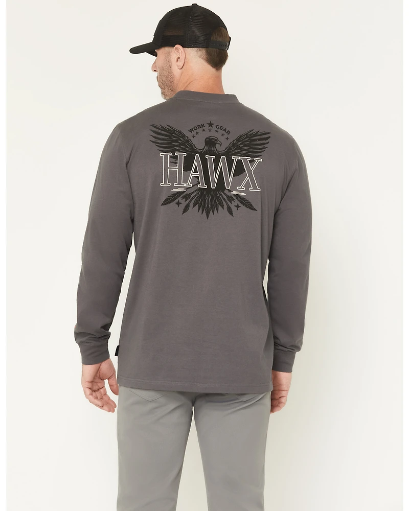 Hawx Men's Hawk Logo Long Sleeve Graphic Work T-Shirt
