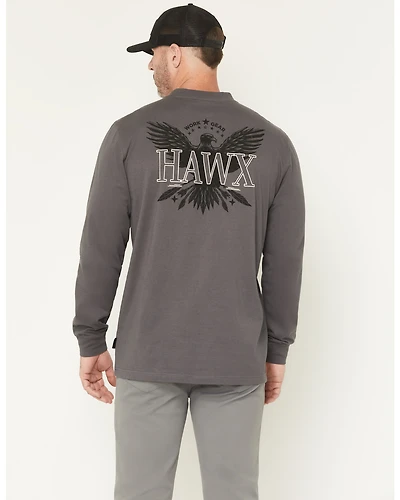 Hawx Men's Hawk Logo Long Sleeve Graphic Work T-Shirt