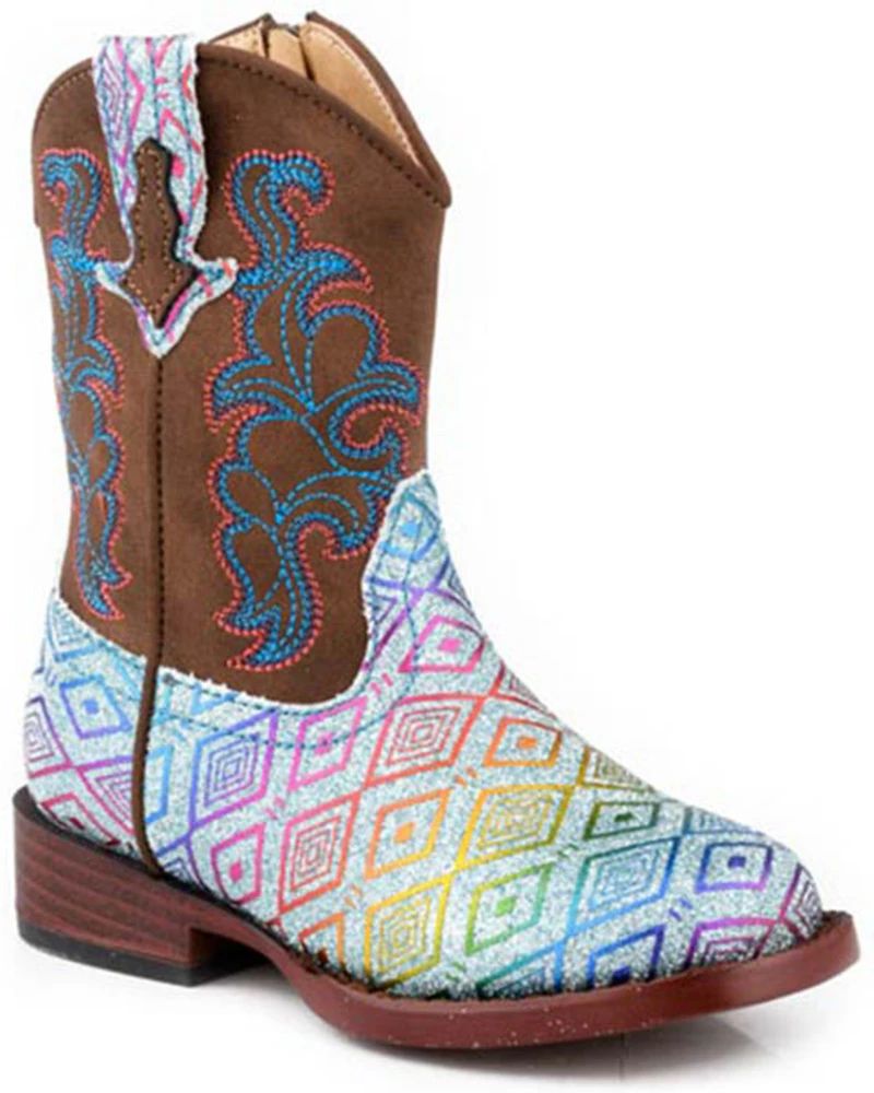Roper Toddler Girls' Glitter Maya Western Boots - Broad Square Toe