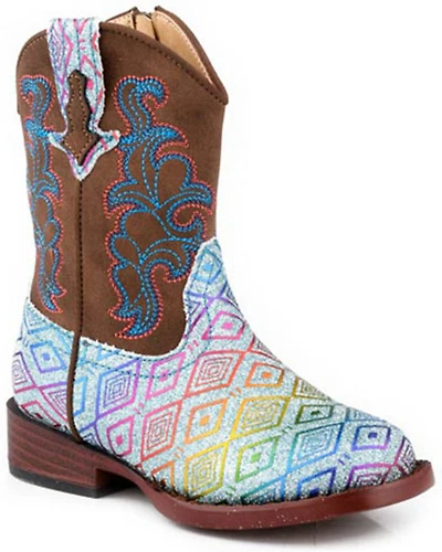 Roper Toddler Girls' Glitter Maya Western Boots - Broad Square Toe