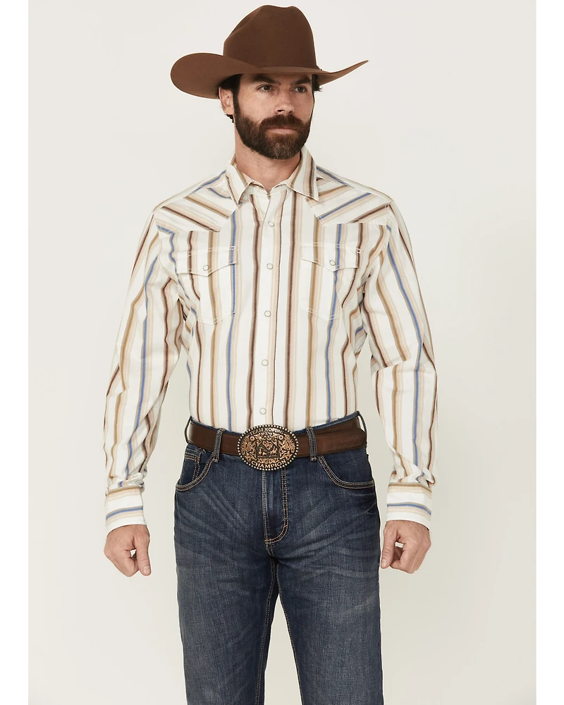 Wrangler Retro Men's Striped Print Long Sleeve Snap Stretch Western Shirt