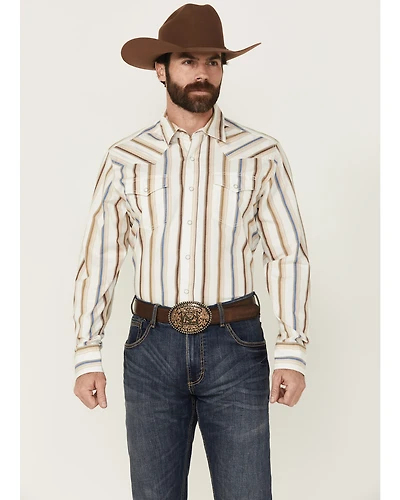 Wrangler Retro Men's Striped Print Long Sleeve Snap Stretch Western Shirt