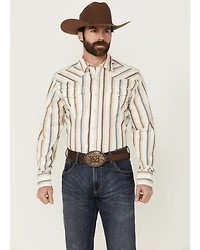Wrangler Retro Men's Striped Print Long Sleeve Snap Stretch Western Shirt