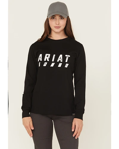 Ariat Women's Rebar Cotton Strong Logo Long Sleeve Work Tee