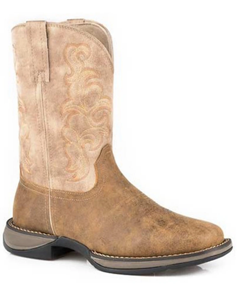 Roper Men's Wilder II Tan Vintage Performance Leather Western Boot - Broad Square Toe