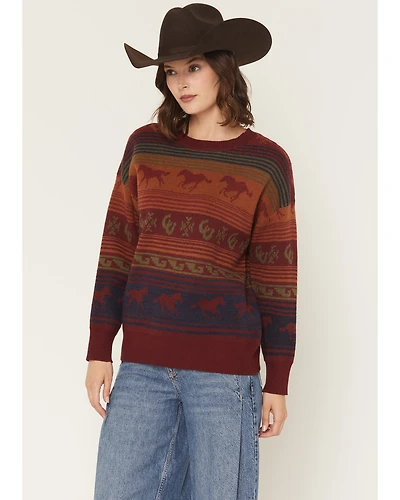 Panhandle Slim Women's Horse Striped Sweater