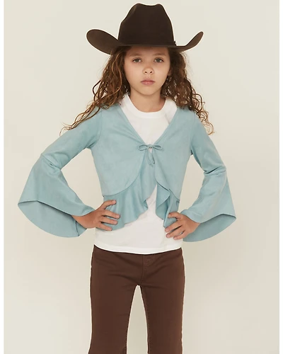 Shyanne Girls' Wrap Bolero Faux Suede Tie-Front Top