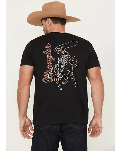 Wrangler Men's Neon Roping Cowboy Logo Short Sleeve Graphic T-Shirt