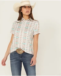 Cinch Women's Southwestern Print Short Sleeve Button-Down Polo