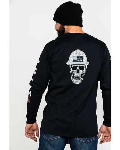 Ariat Men's FR Roughneck Skull Logo Crew Long Sleeve Work T-Shirt - Big