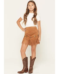 Fornia Girls' Faux Suede Fringe Skirt