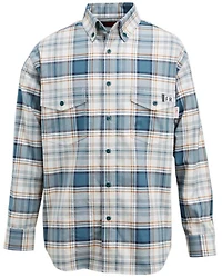 Wolverine Men's FR Plaid Print Long Sleeve Twill Work Shirt