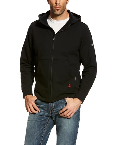 Ariat Men's Black FR Zip-Front Hooded Sweatshirt - Big