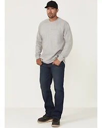 Forge Workwear Men's FR Cross Hatch Medium Wash Inherent Relaxed Bootcut Rigid Denim Jeans