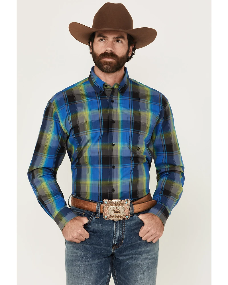 Roper Men's Amarillo Plaid Print Long Sleeve Button-Down Western Shirt