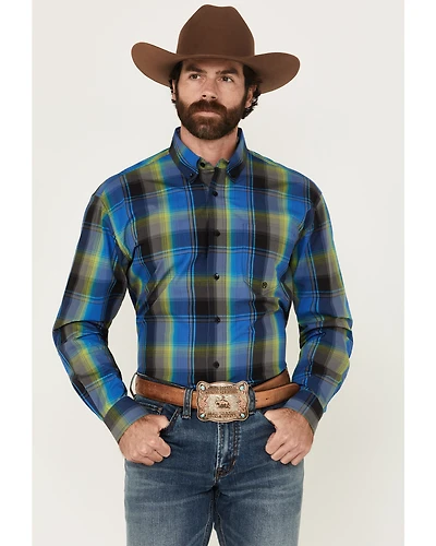 Roper Men's Amarillo Plaid Print Long Sleeve Button-Down Western Shirt