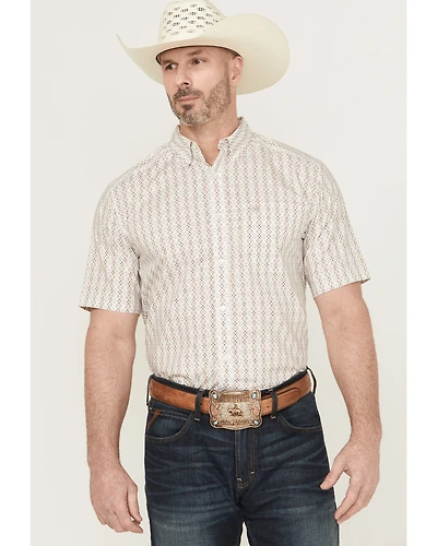 Ariat Men's Carlo Tonal Geo Print Short Sleeve Button-Down Western Shirt