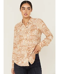 Idyllwind Women's Rockwall Conversation Print Feather Light Long Sleeve Pearl Snap Western Shirt