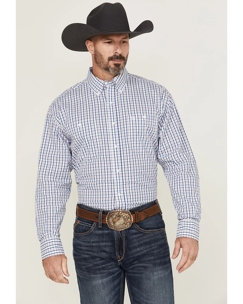 Wrangler Men's Plaid Print Long Sleeve Button-Down Stretch Western Shirt