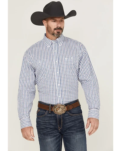 Wrangler Men's Plaid Print Long Sleeve Button-Down Stretch Western Shirt
