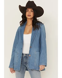 Wrangler Women's Modern Button-Down Denim Blazer