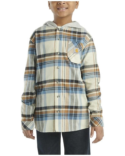 Carhartt Boys' Plaid Print Button-Down Hooded Shirt Jacket