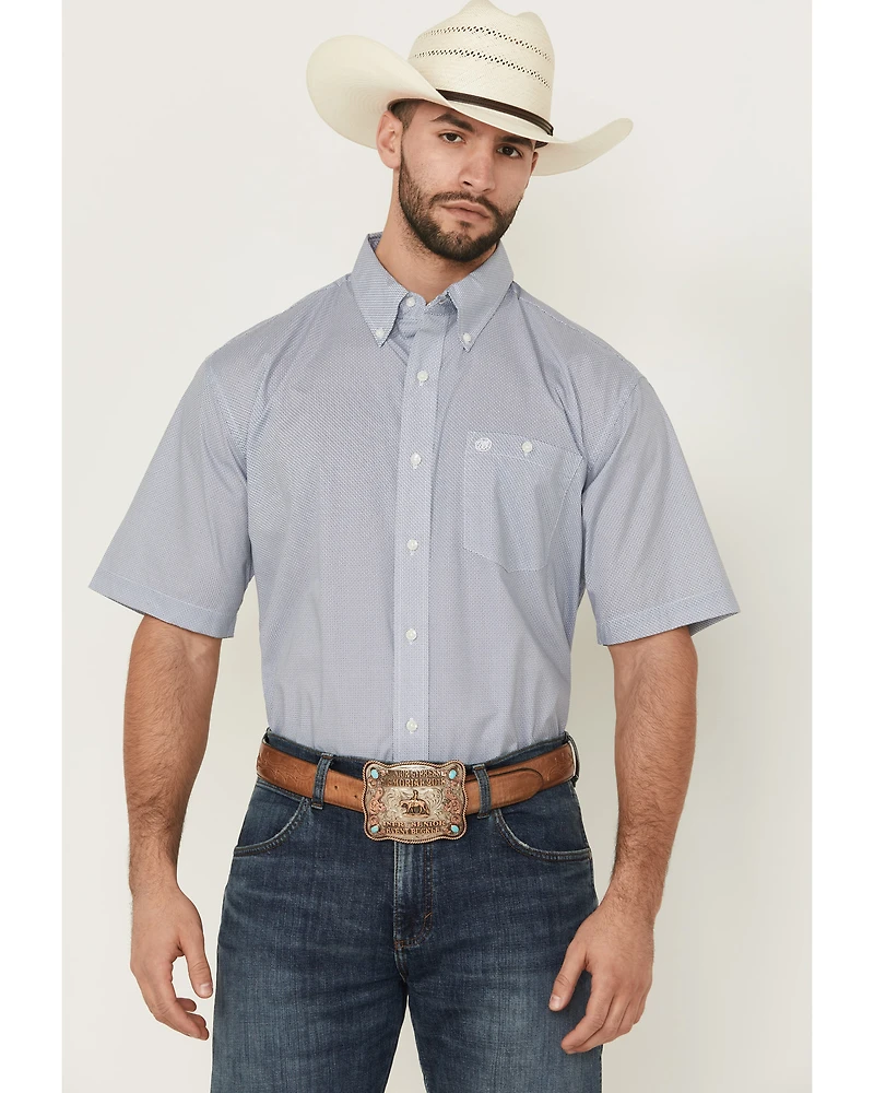 Wrangler Men's Geo Print Short Sleeve Button-Down Stretch Western Shirt