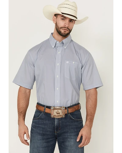 Wrangler Men's Geo Print Short Sleeve Button-Down Stretch Western Shirt