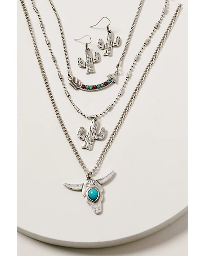 Shyanne Women's Wild Soul Layered Multi Charm Jewelry Set -2 Piece