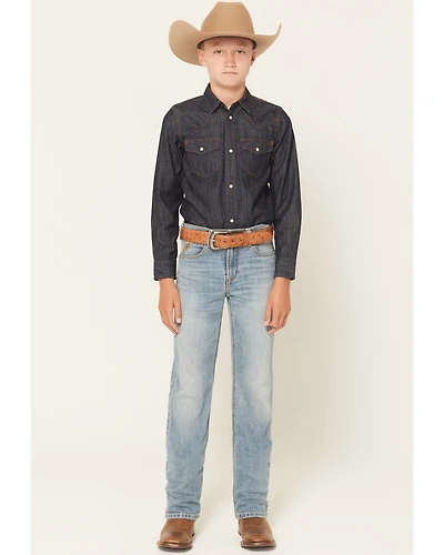 Ariat Boys' B4 Jones Light Wash Relaxed Bootcut Stretch Denim Jeans