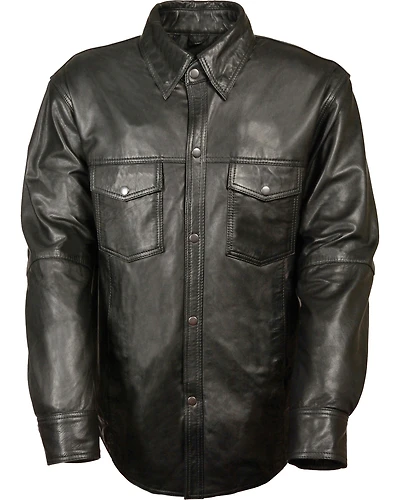 Milwaukee Leather Men's Black Lightweight Leather Shirt - Big & Tall