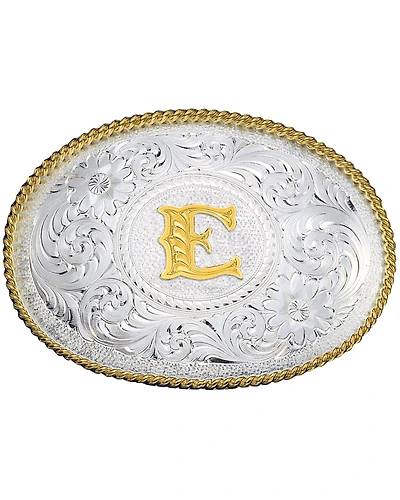 Montana Silversmiths Engraved Initial E Western Belt Buckle