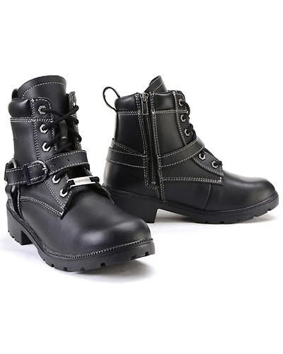 Milwaukee Leather Women's 7" Lace-To-Toe Harness Motorcycle Boots - Round Toe