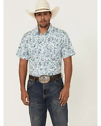 Cody James Men's Frontier Threads Floral Paisley Print Short Sleeve Snap Western Shirt