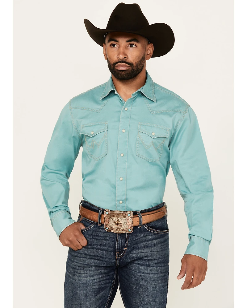 Wrangler Retro Men's Solid Long Sleeve Snap Western Shirt