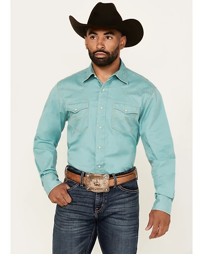 Wrangler Retro Men's Solid Long Sleeve Snap Western Shirt