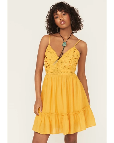 Shyanne Women's Bustier Tie Back Lace Mini Dress