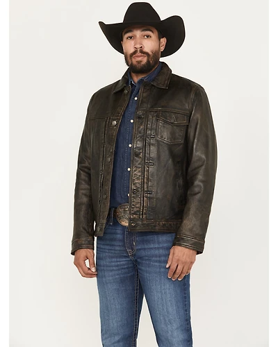 Scully Men's Distressed Leather Trucker Jacket