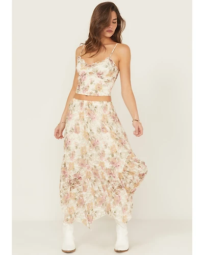 Originality Women's Boot Barn Exclusive Floral Print Lace Midi Skirt