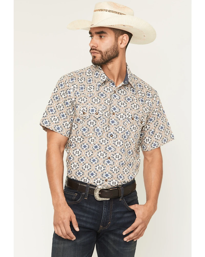 Cody James Men's High Plains Southwestern Print Short Sleeve Snap Western Shirt