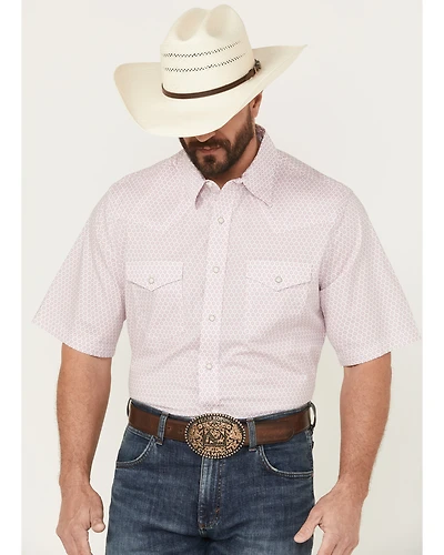 Wrangler Men's 20X Geo Print Short Sleeve Snap Stretch Western Shirt - Tall