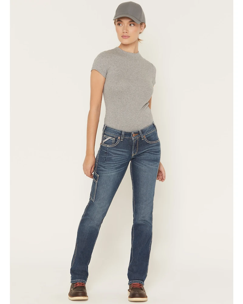Ariat Women's Rebar Mid Rise Durastretch Nightride Riveter Work Straight Jeans