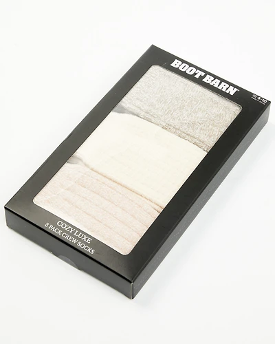 Boot Barn Women's Oatmeal Luxe Cozy Sock Gift Box - 3 Piece