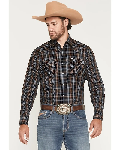Ely Walker Men's Plaid Print Long Sleeve Sap Western Shirt